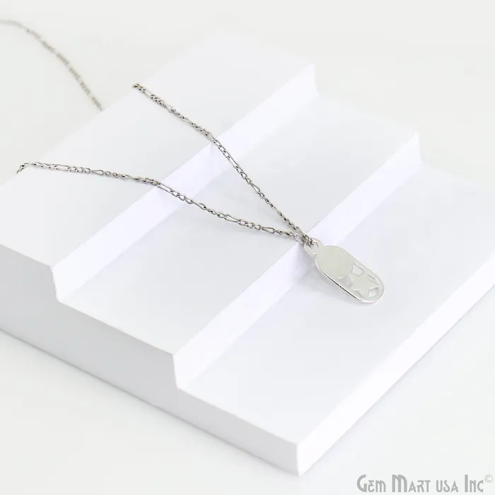 Charm Necklaces GemMartUSA Oval Shape Laser Finding Silver Plated 193x8mm Charm For Bracelets Pendants Charm Necklaces GemMartUSA Oval Shape Laser Finding Silver Plated 193x8mm Charm For Bracelets Pendants