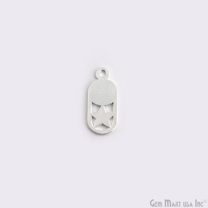 Charm Necklaces GemMartUSA Oval Shape Laser Finding Silver Plated 193x8mm Charm For Bracelets Pendants Charm Necklaces GemMartUSA Oval Shape Laser Finding Silver Plated 193x8mm Charm For Bracelets Pendants