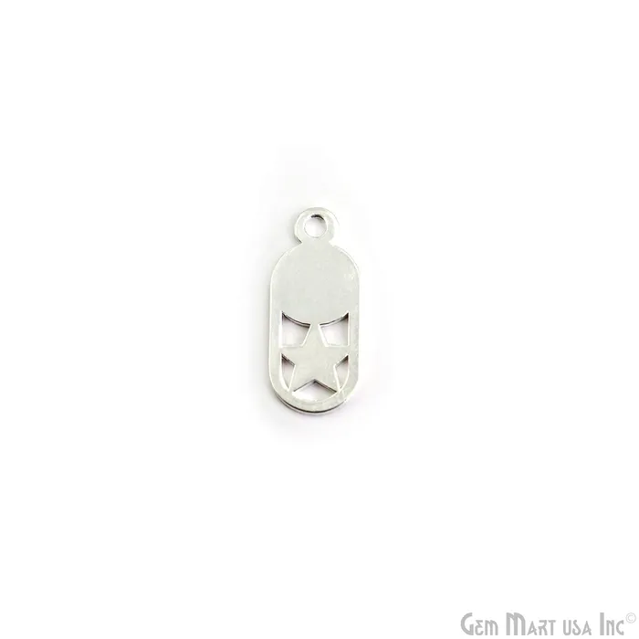 Charm Necklaces GemMartUSA Oval Shape Laser Finding Silver Plated 193x8mm Charm For Bracelets Pendants Charm Necklaces GemMartUSA Oval Shape Laser Finding Silver Plated 193x8mm Charm For Bracelets Pendants