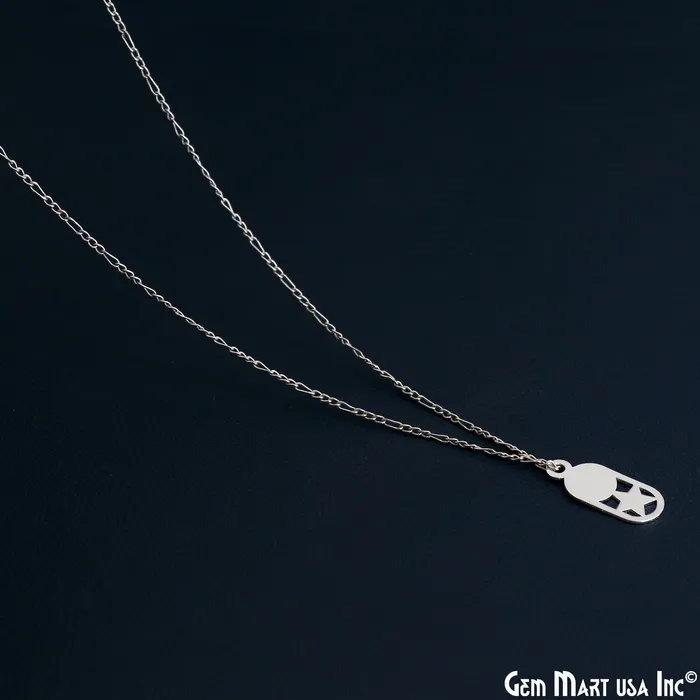 Charm Necklaces GemMartUSA Oval Shape Laser Finding Silver Plated 193x8mm Charm For Bracelets Pendants Charm Necklaces GemMartUSA Oval Shape Laser Finding Silver Plated 193x8mm Charm For Bracelets Pendants