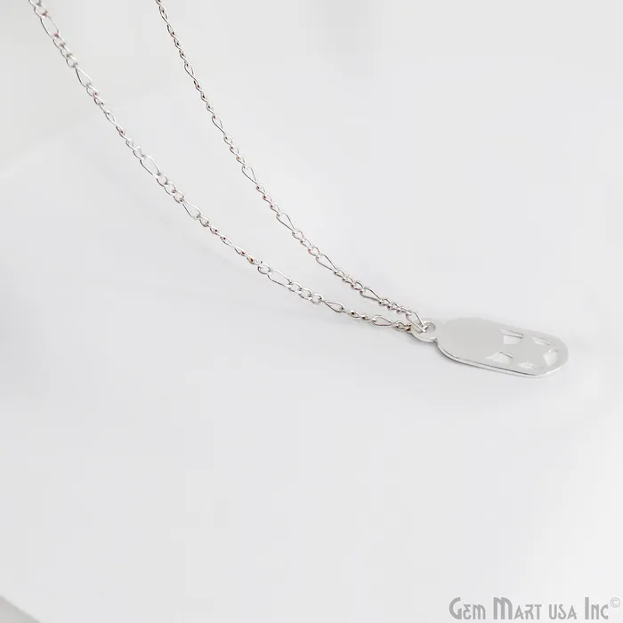 Charm Necklaces GemMartUSA Oval Shape Laser Finding Silver Plated 193x8mm Charm For Bracelets Pendants Charm Necklaces GemMartUSA Oval Shape Laser Finding Silver Plated 193x8mm Charm For Bracelets Pendants