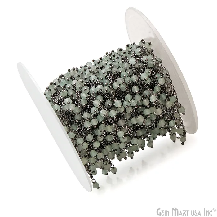 Charm Necklaces Prehnite Faceted Beads 34mm Oxidized Cluster Dangle Chain GemMartUSA Charm Necklaces Prehnite Faceted Beads 34mm Oxidized Cluster Dangle Chain GemMartUSA