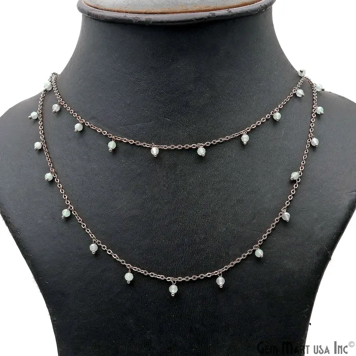 Charm Necklaces Prehnite Faceted Beads 34mm Oxidized Cluster Dangle Chain GemMartUSA