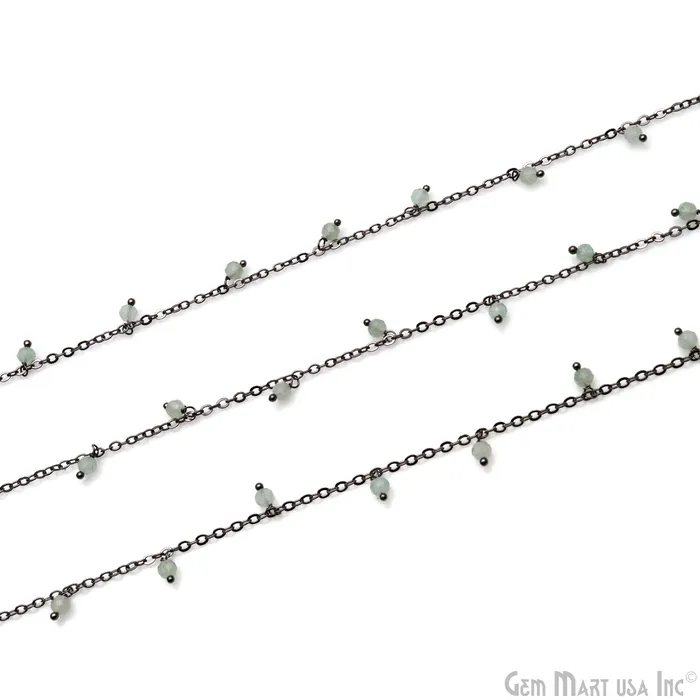 Charm Necklaces Prehnite Faceted Beads 34mm Oxidized Cluster Dangle Chain GemMartUSA