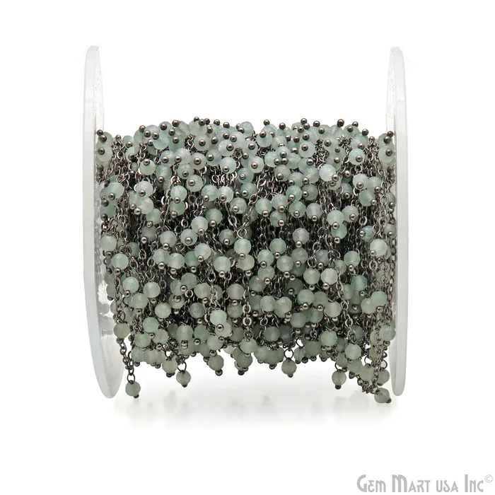Charm Necklaces Prehnite Faceted Beads 34mm Oxidized Cluster Dangle Chain GemMartUSA