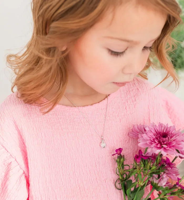 Cherished Moments Necklaces Childrens Sterling Silver Pink Ladybug Necklace for Little Girls Kids