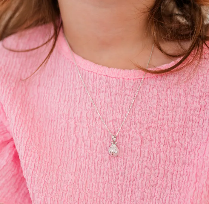 Cherished Moments Necklaces Childrens Sterling Silver Pink Ladybug Necklace for Little Girls Kids