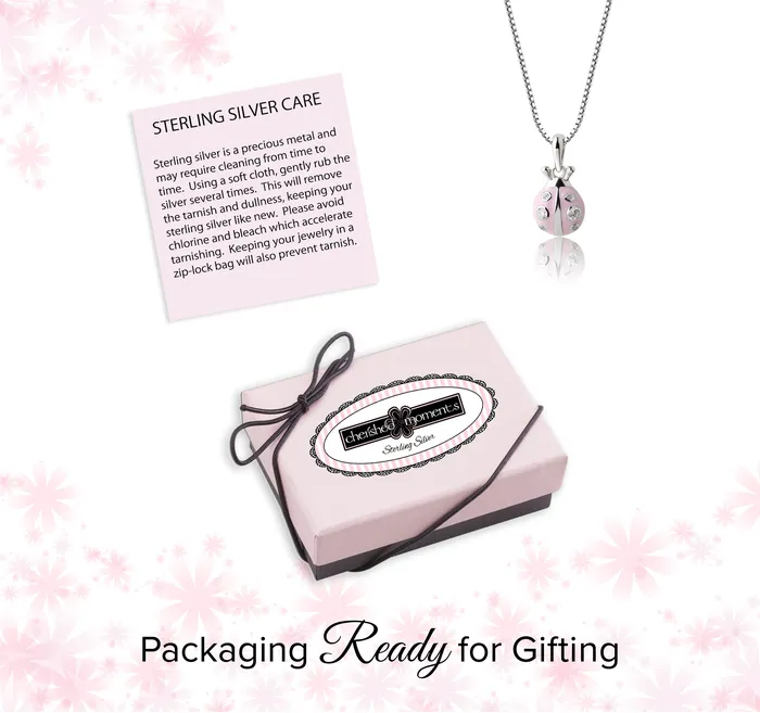 Cherished Moments Necklaces Childrens Sterling Silver Pink Ladybug Necklace for Little Girls Kids