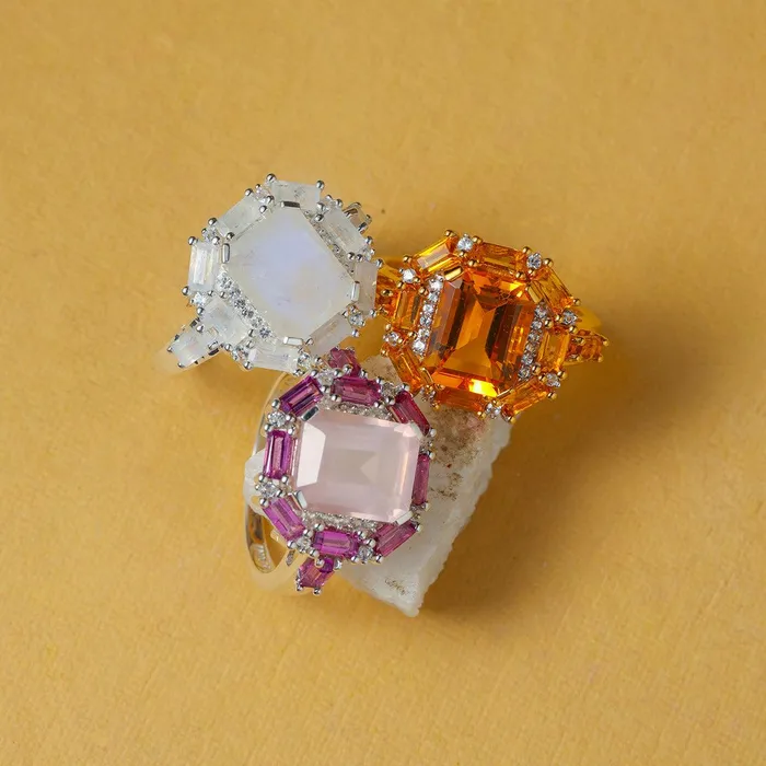 Citrine White Sapphire Ring in Gold Over 925 Sterling Silver YoTreasure Rings Citrine White Sapphire Ring in Gold Over 925 Sterling Silver YoTreasure Rings