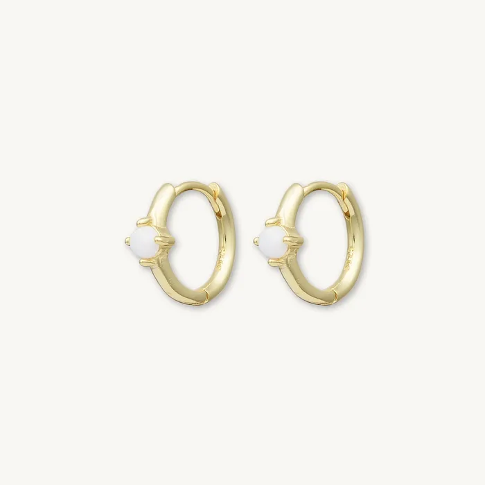 Classic Opal Huggie Hoop Earrings Camile Stone Earrings