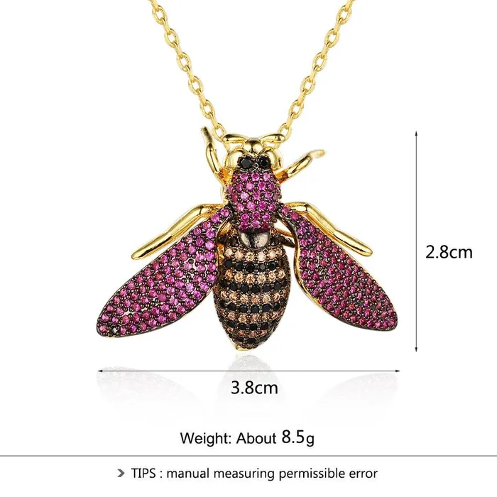 customjewelryan Cubic Zirconia Bee Insect Necklace Pendants For Women Pins Fashion Cute Jewelry Necklaces