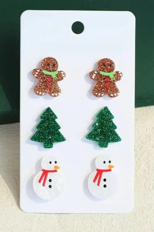 Dani Em Earrings Christmas Earrings 3 Pack Holiday Designs