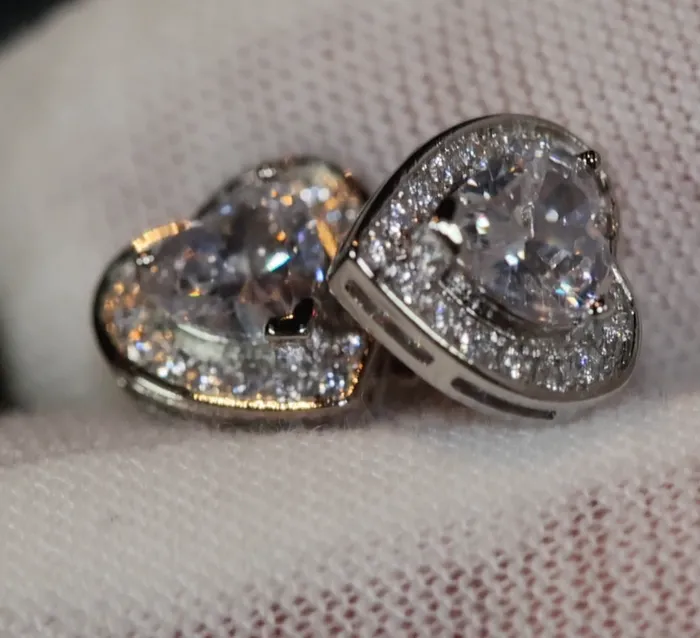 Diamond Heart Earrings Womens Earrings Heart Diamond Ear Studs Ear Studs Lab Diamonds London Earrings