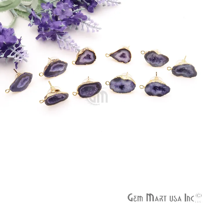 DIY Geode Druzy 24x13mm Gold Electroplated Loop Connector Studs Earrings GemmartUSA Earrings DIY Geode Druzy 24x13mm Gold Electroplated Loop Connector Studs Earrings GemmartUSA Earrings