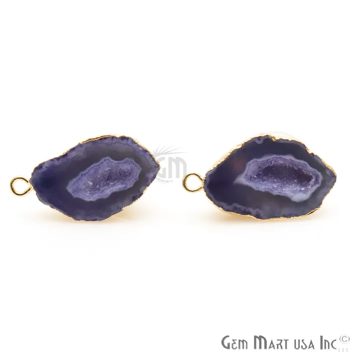 DIY Geode Druzy 24x13mm Gold Electroplated Loop Connector Studs Earrings GemmartUSA Earrings