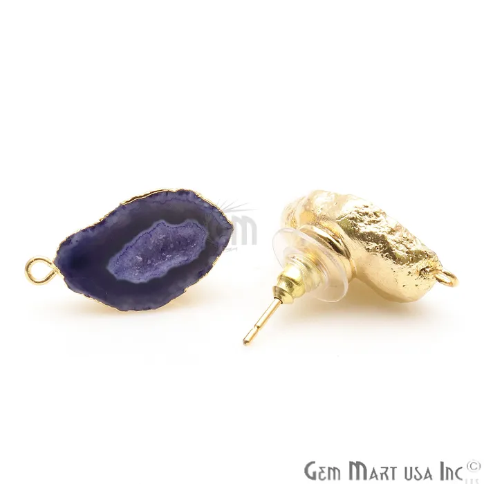 DIY Geode Druzy 24x13mm Gold Electroplated Loop Connector Studs Earrings GemmartUSA Earrings