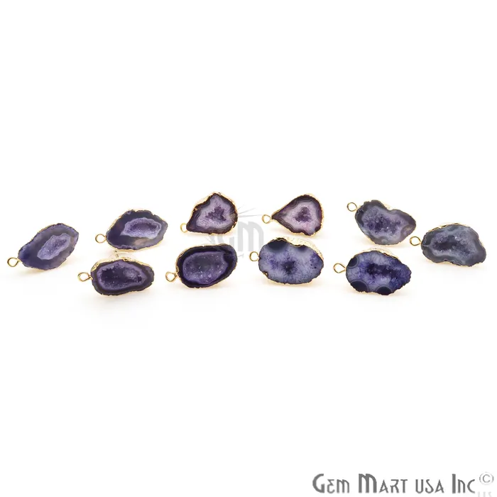 DIY Geode Druzy 24x13mm Gold Electroplated Loop Connector Studs Earrings GemmartUSA Earrings