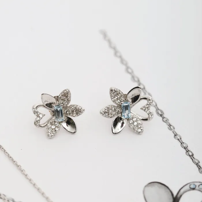 Earrings acemijewelry Apple Flower Blue Topaz Earring