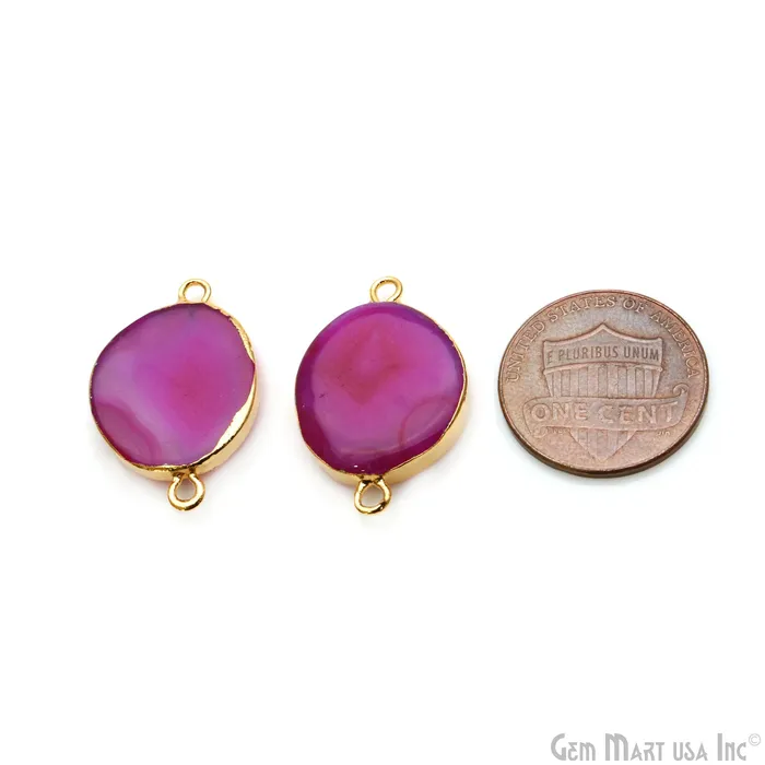 Earrings Agate Slice 23x15mm Organic Gold Electroplated Gemstone Earring Connector 1 Pair GemMartUSA Earrings Agate Slice 23x15mm Organic Gold Electroplated Gemstone Earring Connector 1 Pair GemMartUSA