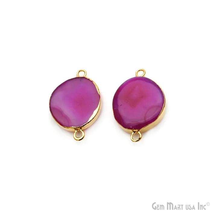 Earrings Agate Slice 23x15mm Organic Gold Electroplated Gemstone Earring Connector 1 Pair GemMartUSA Earrings Agate Slice 23x15mm Organic Gold Electroplated Gemstone Earring Connector 1 Pair GemMartUSA