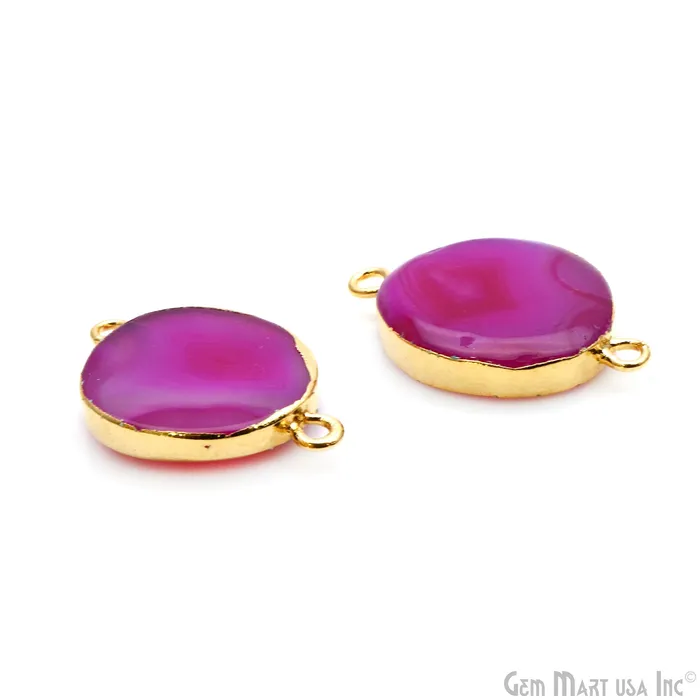 Earrings Agate Slice 23x15mm Organic Gold Electroplated Gemstone Earring Connector 1 Pair GemMartUSA Earrings Agate Slice 23x15mm Organic Gold Electroplated Gemstone Earring Connector 1 Pair GemMartUSA