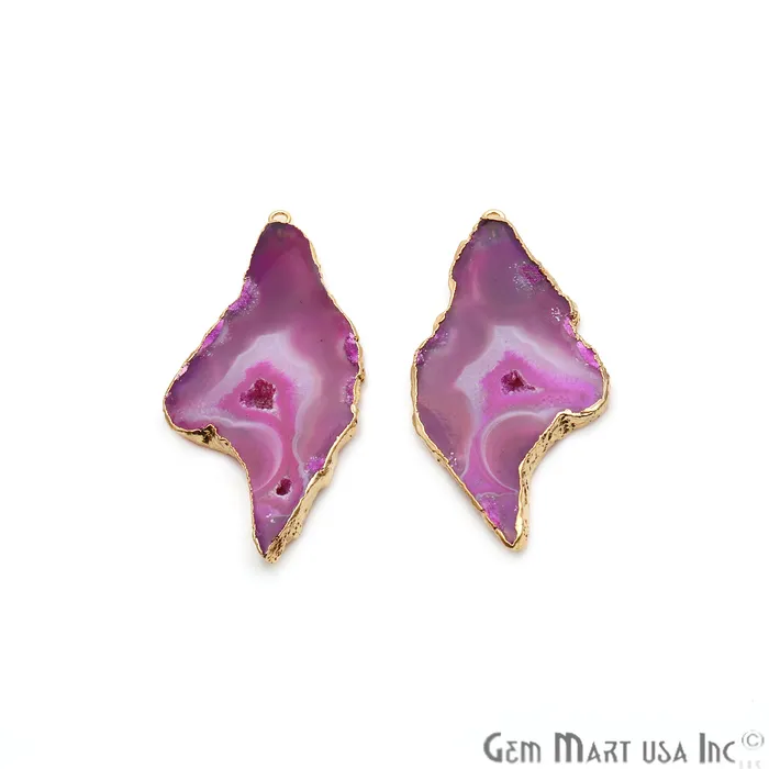 Earrings Agate Slice 60x29mm Organic Gold Electroplated Gemstone Earring Connector 1 Pair GemMartUSA Earrings Agate Slice 60x29mm Organic Gold Electroplated Gemstone Earring Connector 1 Pair GemMartUSA