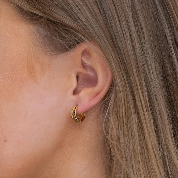 Earrings Black Double Zirconia Huggie Hoop Earrings Camile Stone Earrings Black Double Zirconia Huggie Hoop Earrings Camile Stone