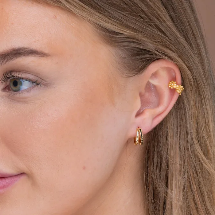 Earrings Black Double Zirconia Huggie Hoop Earrings Camile Stone Earrings Black Double Zirconia Huggie Hoop Earrings Camile Stone