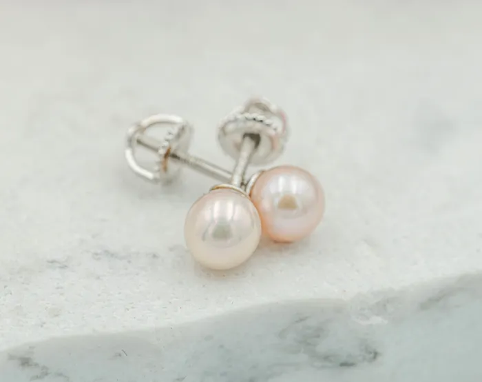 Earrings Cherished Moments Sterling Silver Kids Freshwater Pearl EarringsPink
