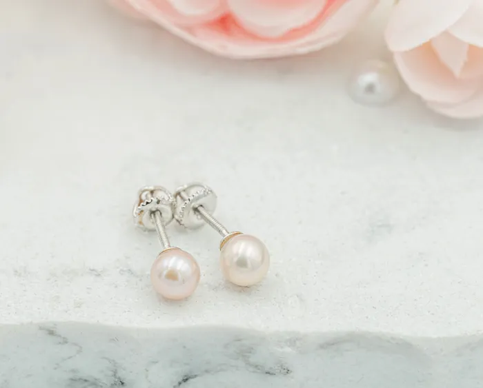 Earrings Cherished Moments Sterling Silver Kids Freshwater Pearl EarringsPink