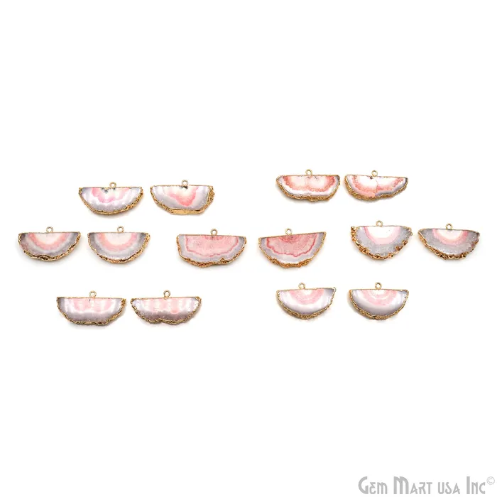 Earrings GemMartUSA Agate Slice 33x16mm Organic Gold Electroplated Gemstone Earring Connector 1 Pair Earrings GemMartUSA Agate Slice 33x16mm Organic Gold Electroplated Gemstone Earring Connector 1 Pair