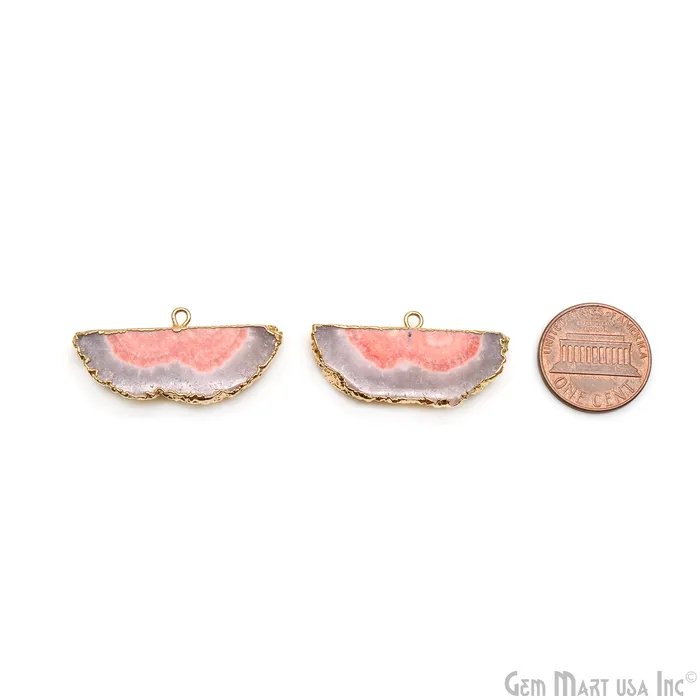 Earrings GemMartUSA Agate Slice 33x16mm Organic Gold Electroplated Gemstone Earring Connector 1 Pair Earrings GemMartUSA Agate Slice 33x16mm Organic Gold Electroplated Gemstone Earring Connector 1 Pair
