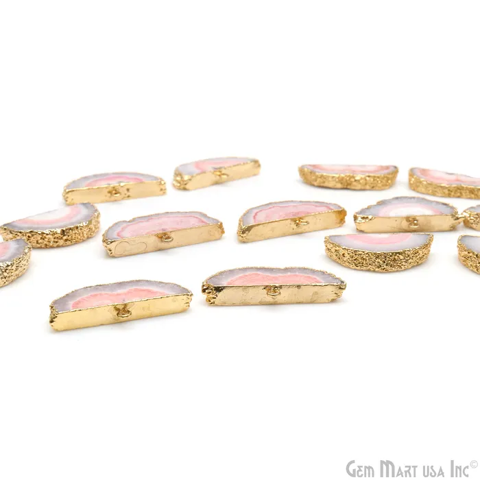 Earrings GemMartUSA Agate Slice 33x16mm Organic Gold Electroplated Gemstone Earring Connector 1 Pair Earrings GemMartUSA Agate Slice 33x16mm Organic Gold Electroplated Gemstone Earring Connector 1 Pair