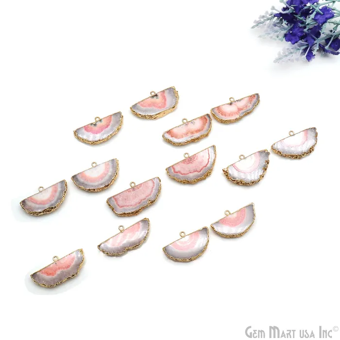 Earrings GemMartUSA Agate Slice 33x16mm Organic Gold Electroplated Gemstone Earring Connector 1 Pair Earrings GemMartUSA Agate Slice 33x16mm Organic Gold Electroplated Gemstone Earring Connector 1 Pair