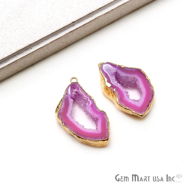 Earrings GemMartUSA Agate Slice 36x16mm Organic Gold Electroplated Gemstone Earring Connector 1 Pair Earrings GemMartUSA Agate Slice 36x16mm Organic Gold Electroplated Gemstone Earring Connector 1 Pair