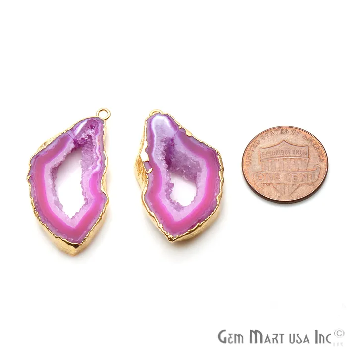 Earrings GemMartUSA Agate Slice 36x16mm Organic Gold Electroplated Gemstone Earring Connector 1 Pair Earrings GemMartUSA Agate Slice 36x16mm Organic Gold Electroplated Gemstone Earring Connector 1 Pair