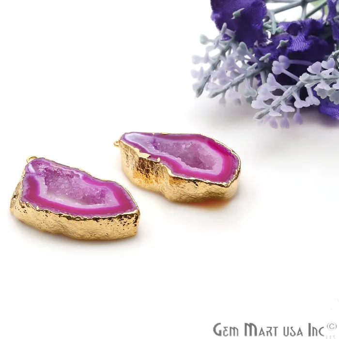 Earrings GemMartUSA Agate Slice 36x16mm Organic Gold Electroplated Gemstone Earring Connector 1 Pair Earrings GemMartUSA Agate Slice 36x16mm Organic Gold Electroplated Gemstone Earring Connector 1 Pair