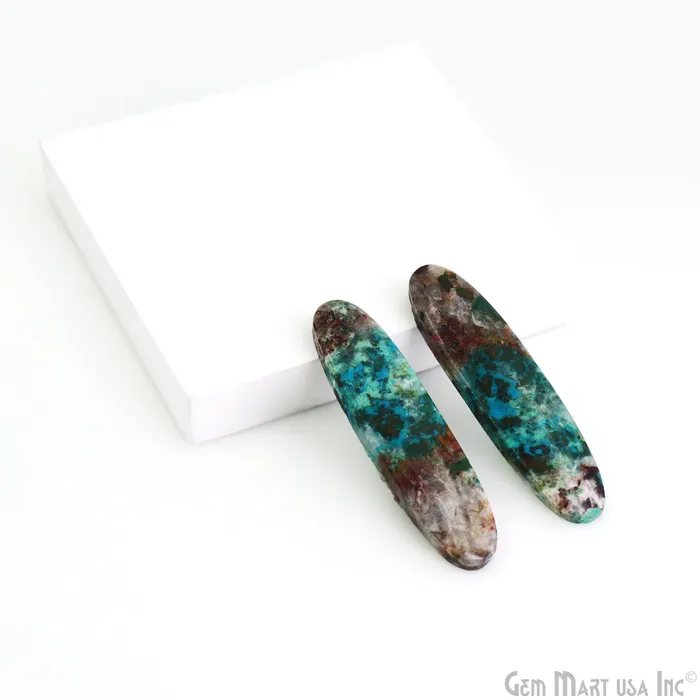 Earrings GemMartUSA Chrysocolla Oval Shape 55X13mm Loose Gemstone For Earring Pair Earrings GemMartUSA Chrysocolla Oval Shape 55X13mm Loose Gemstone For Earring Pair