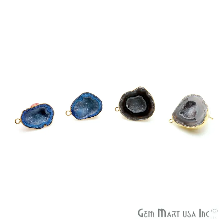 Earrings GemmartUSA DIY Agate Slice Geode Druzy 15x26mm Gold Electroplated Loop Connector Studs Earrings