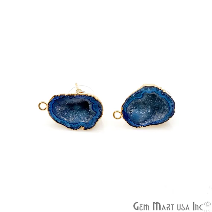 Earrings GemmartUSA DIY Agate Slice Geode Druzy 15x26mm Gold Electroplated Loop Connector Studs Earrings