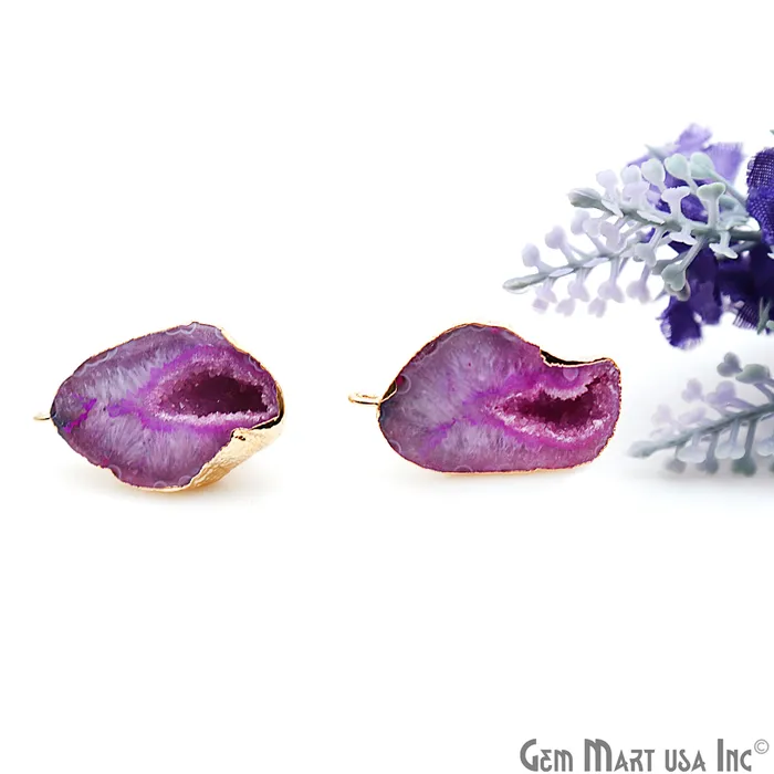 Earrings GemMartUSA DIY Agate Slice Geode Druzy 18x26mm Gold Electroplated Loop Connector Studs Earrings Earrings GemMartUSA DIY Agate Slice Geode Druzy 18x26mm Gold Electroplated Loop Connector Studs Earrings