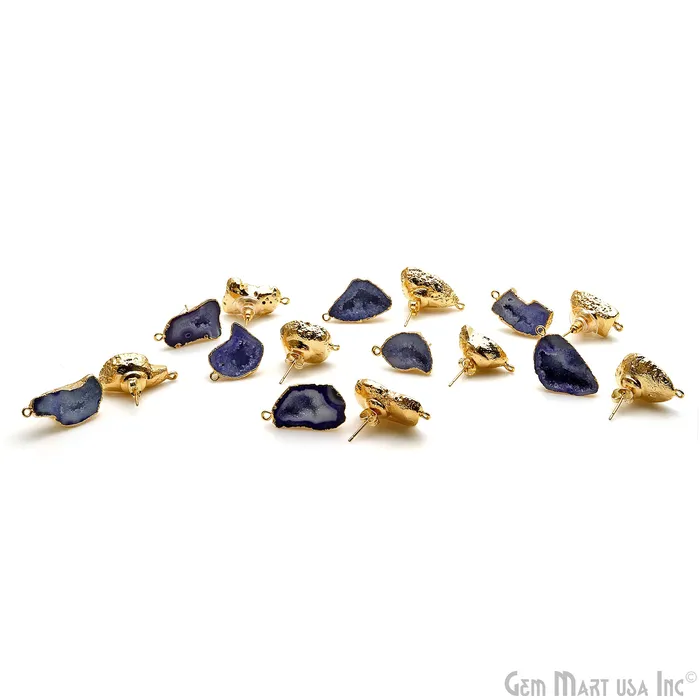 Earrings GemMartUSA DIY Geode Druzy 16x25mm Gold Electroplated Loop Connector Studs Earrings Earrings GemMartUSA DIY Geode Druzy 16x25mm Gold Electroplated Loop Connector Studs Earrings