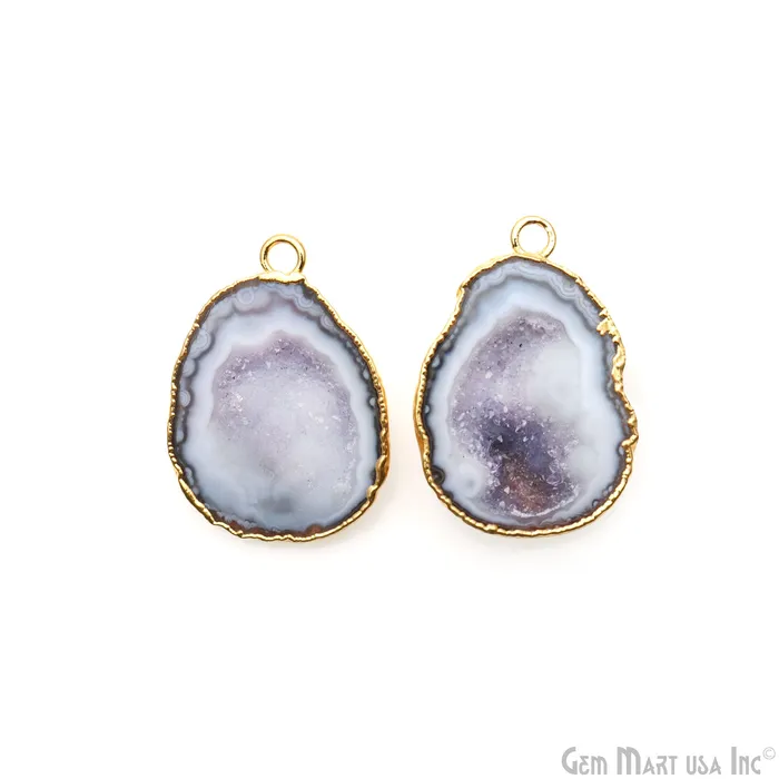 Earrings GemMartUSA Geode Druzy 34x23mm Organic Gold Electroplated Single Bail Gemstone Earring Connector 1 Pair Earrings GemMartUSA Geode Druzy 34x23mm Organic Gold Electroplated Single Bail Gemstone Earring Connector 1 Pair