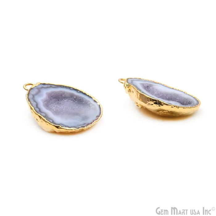 Earrings GemMartUSA Geode Druzy 34x23mm Organic Gold Electroplated Single Bail Gemstone Earring Connector 1 Pair Earrings GemMartUSA Geode Druzy 34x23mm Organic Gold Electroplated Single Bail Gemstone Earring Connector 1 Pair