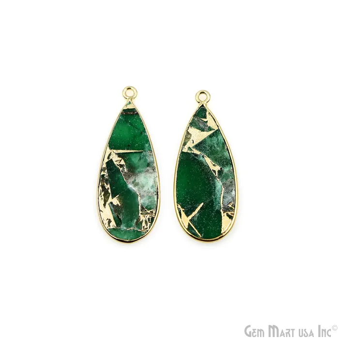 Earrings GemMartUSA Green Mohave 33x13mm Gold Plated Single Bail Earring Connector 1 Pair Earrings GemMartUSA Green Mohave 33x13mm Gold Plated Single Bail Earring Connector 1 Pair