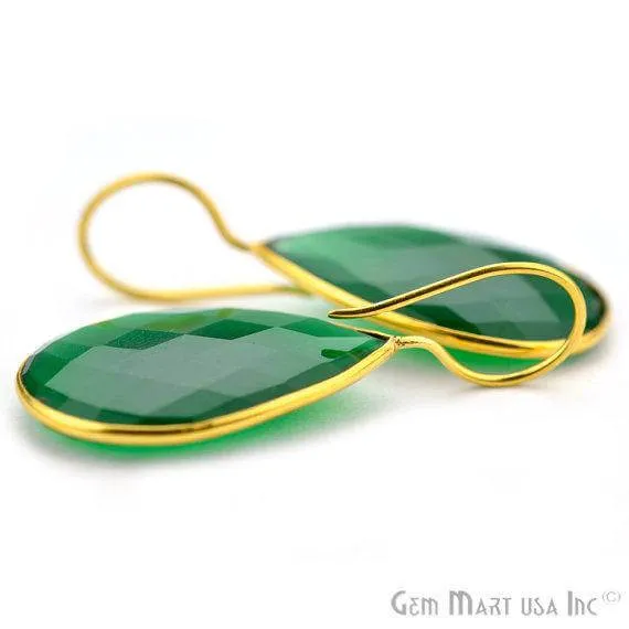 Earrings GemMartUSA Green Onyx 47x21mm Gold Plated Gemstone Dangle Earrings
