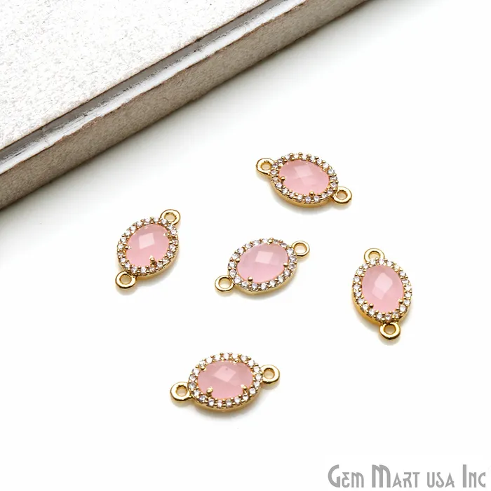 Earrings GemmartUSA Oval 7x5mm Gold Prong Setting Cubic Zircon Pave Connectors Pick Stone Earrings GemmartUSA Oval 7x5mm Gold Prong Setting Cubic Zircon Pave Connectors Pick Stone