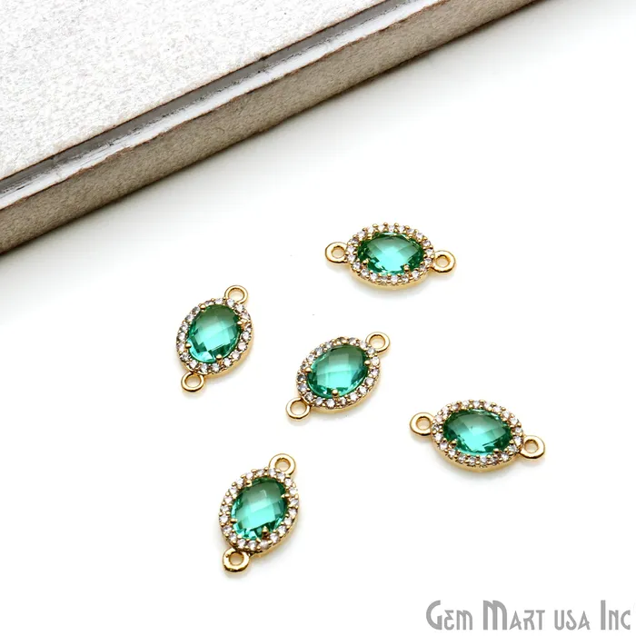 Earrings GemmartUSA Oval 7x5mm Gold Prong Setting Cubic Zircon Pave Connectors Pick Stone Earrings GemmartUSA Oval 7x5mm Gold Prong Setting Cubic Zircon Pave Connectors Pick Stone