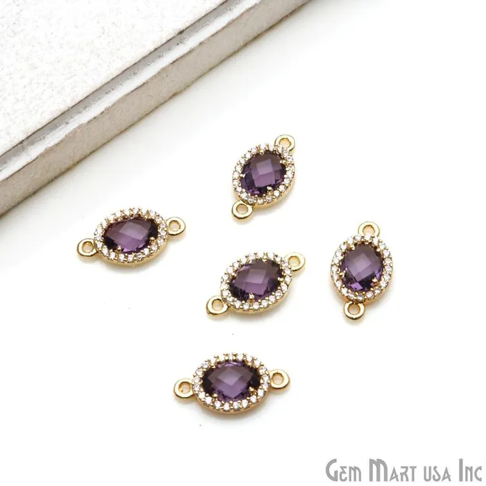 Earrings GemmartUSA Oval 7x5mm Gold Prong Setting Cubic Zircon Pave Connectors Pick Stone Earrings GemmartUSA Oval 7x5mm Gold Prong Setting Cubic Zircon Pave Connectors Pick Stone