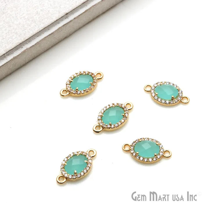 Earrings GemmartUSA Oval 7x5mm Gold Prong Setting Cubic Zircon Pave Connectors Pick Stone Earrings GemmartUSA Oval 7x5mm Gold Prong Setting Cubic Zircon Pave Connectors Pick Stone